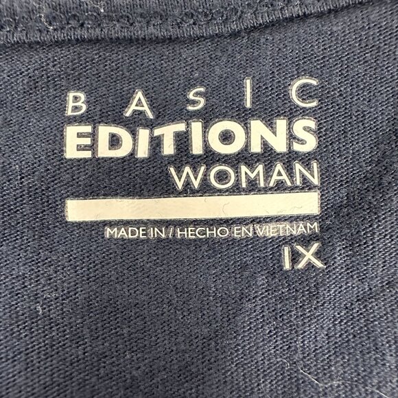 Basic Editions Womens Navy Blue Lace Accent T-Shirt Size IX - Picture 4 of 6